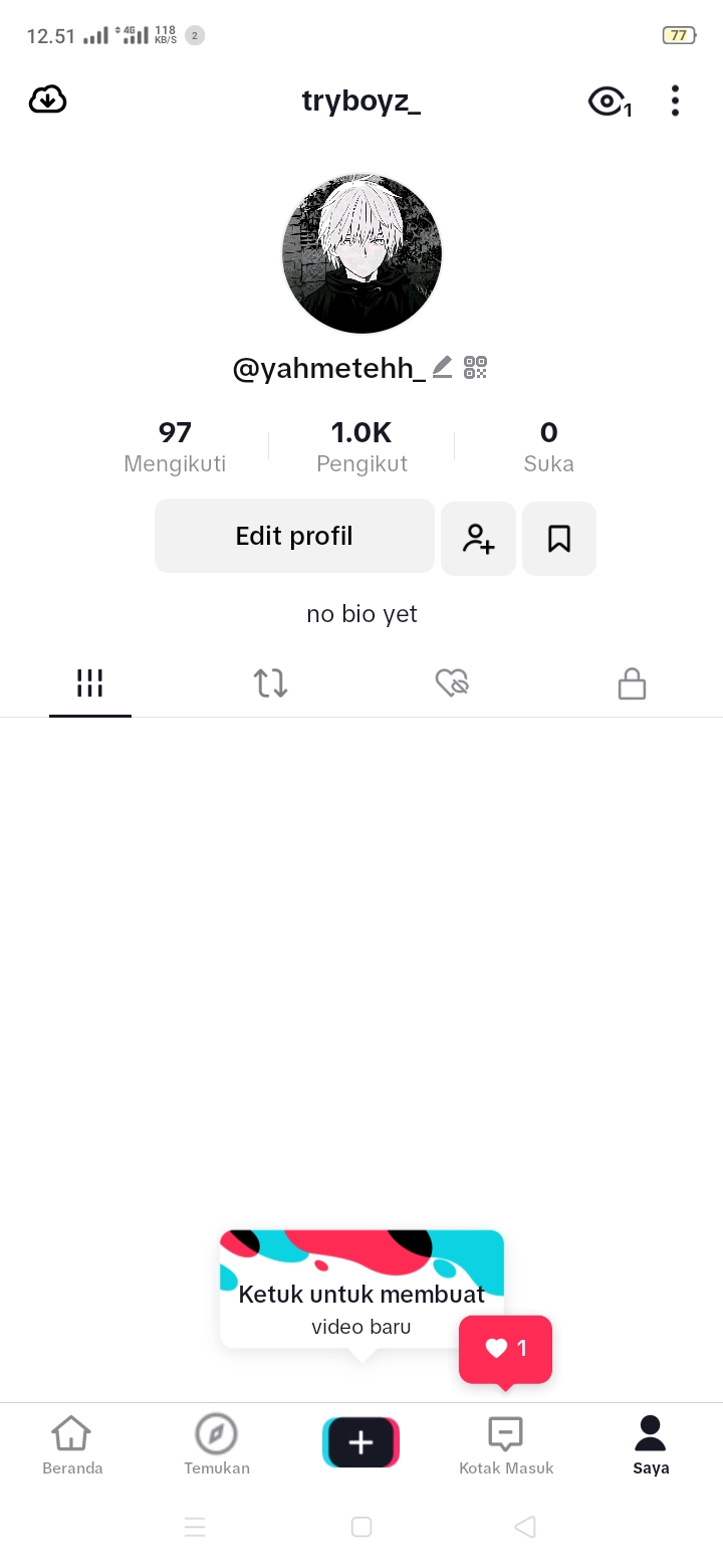 AKUN TIKTOK 1K FOLLOWERS
