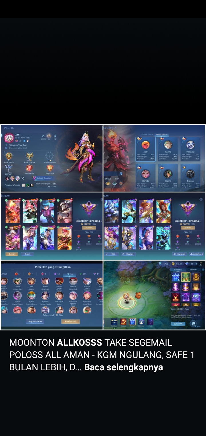 Jual akun Ml #SLOD