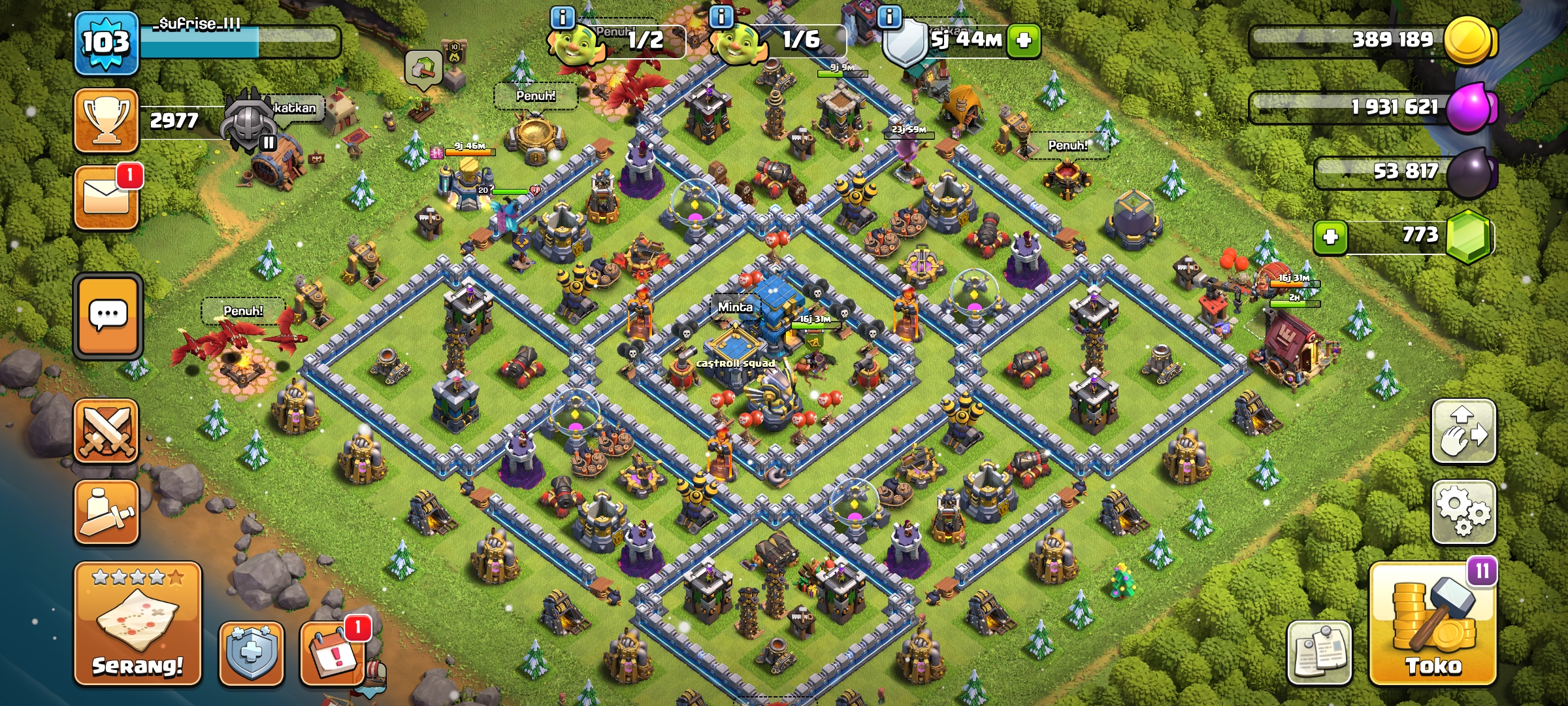 Akun coc Th 12 max wall