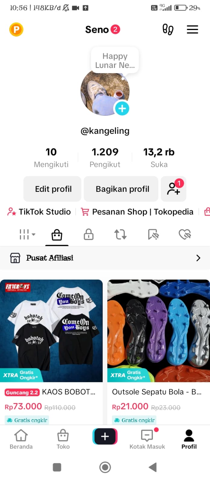 Akun tiktok 1.200 followers