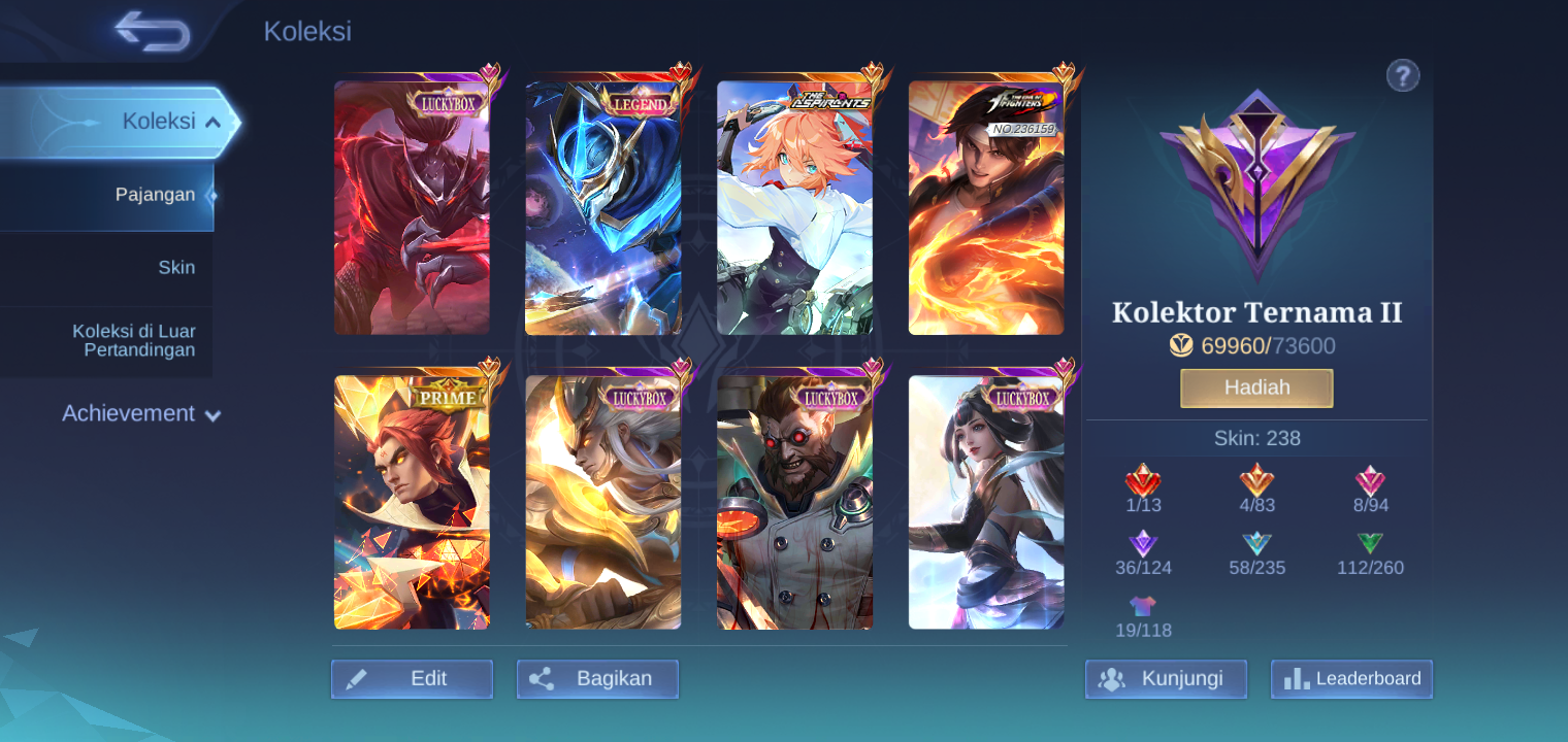 akun ml spek jung, gold, exp
