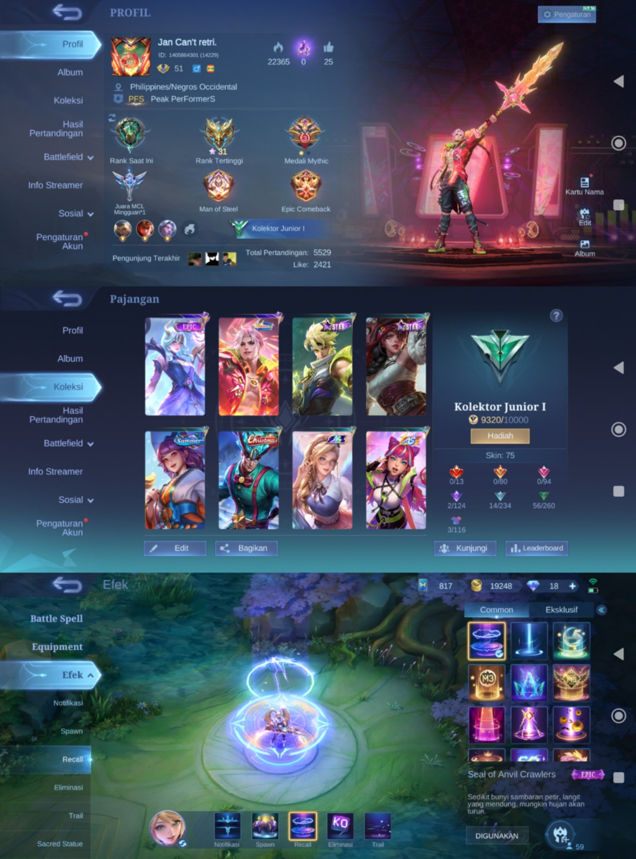Akun ML Save Murah Garansi Stock Admin