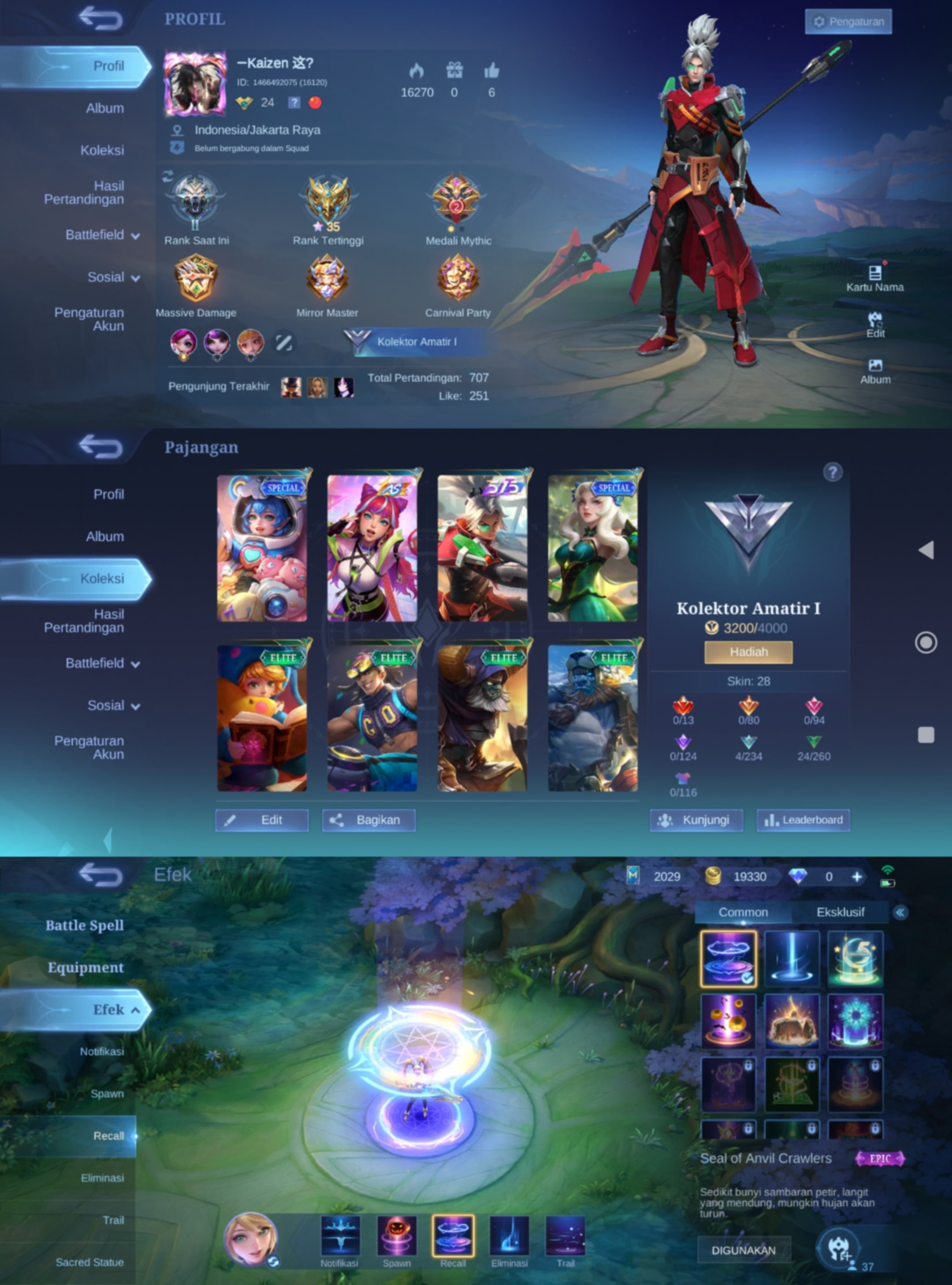 Akun ML Save Murah Garansi Stock Admin