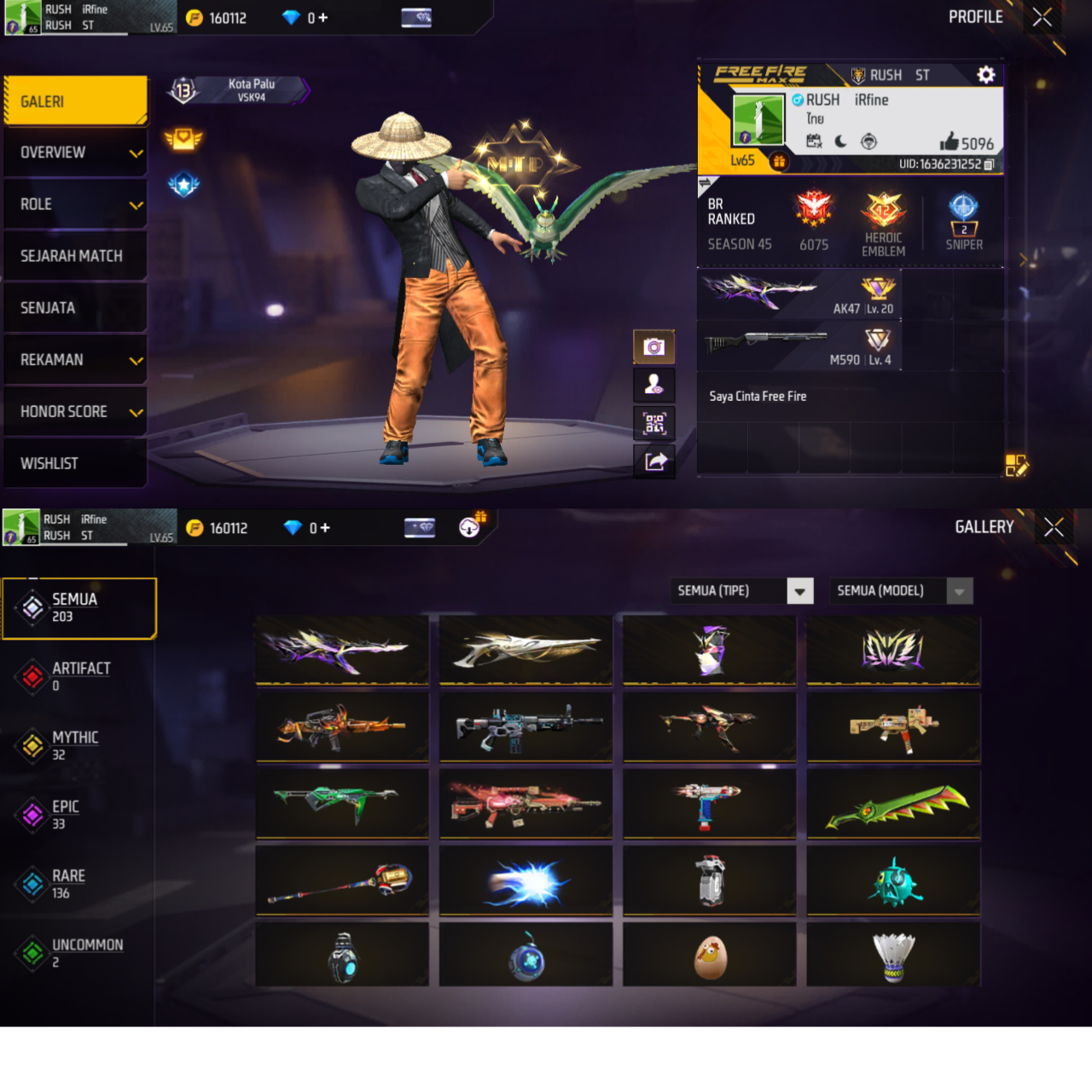 Jual akun Free Fire