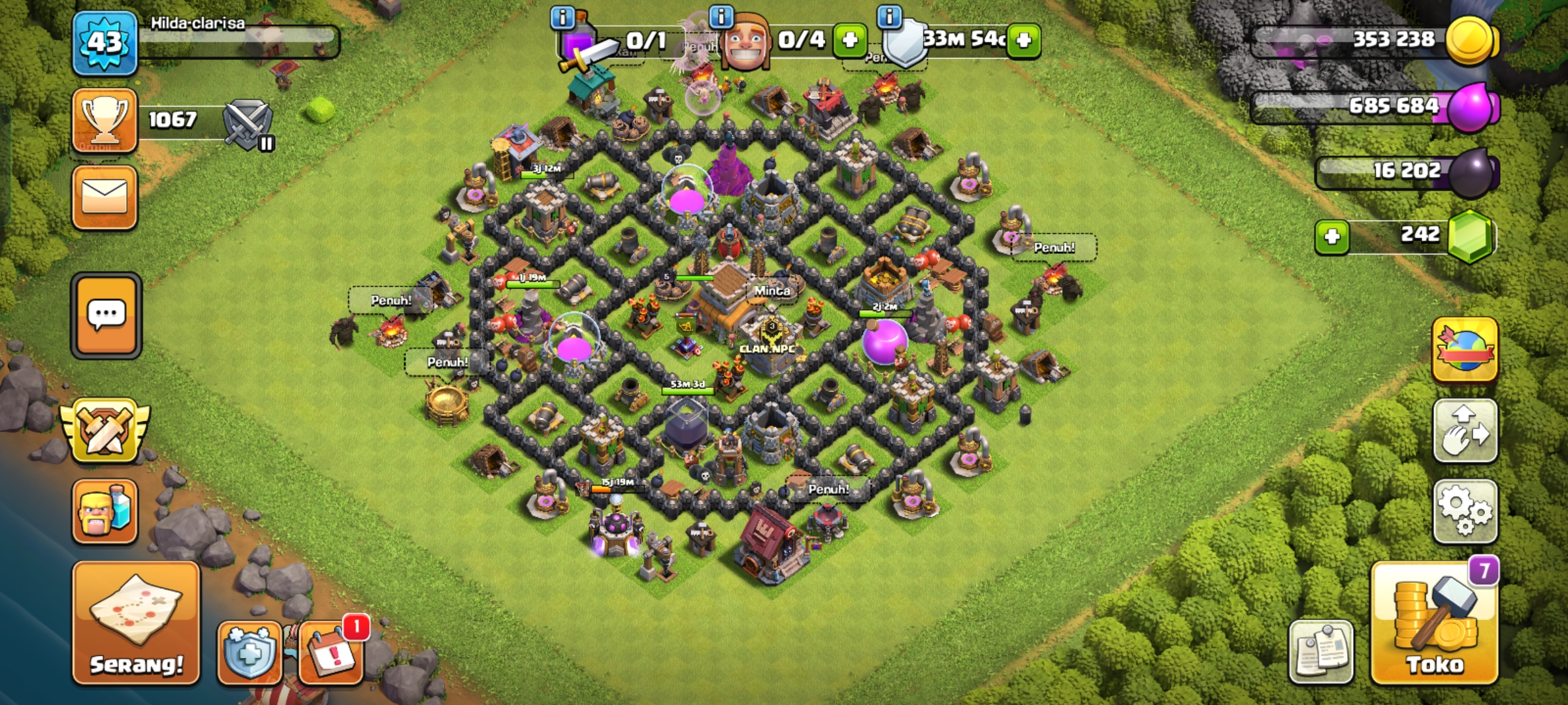 Jual akun clash of Clans th 8