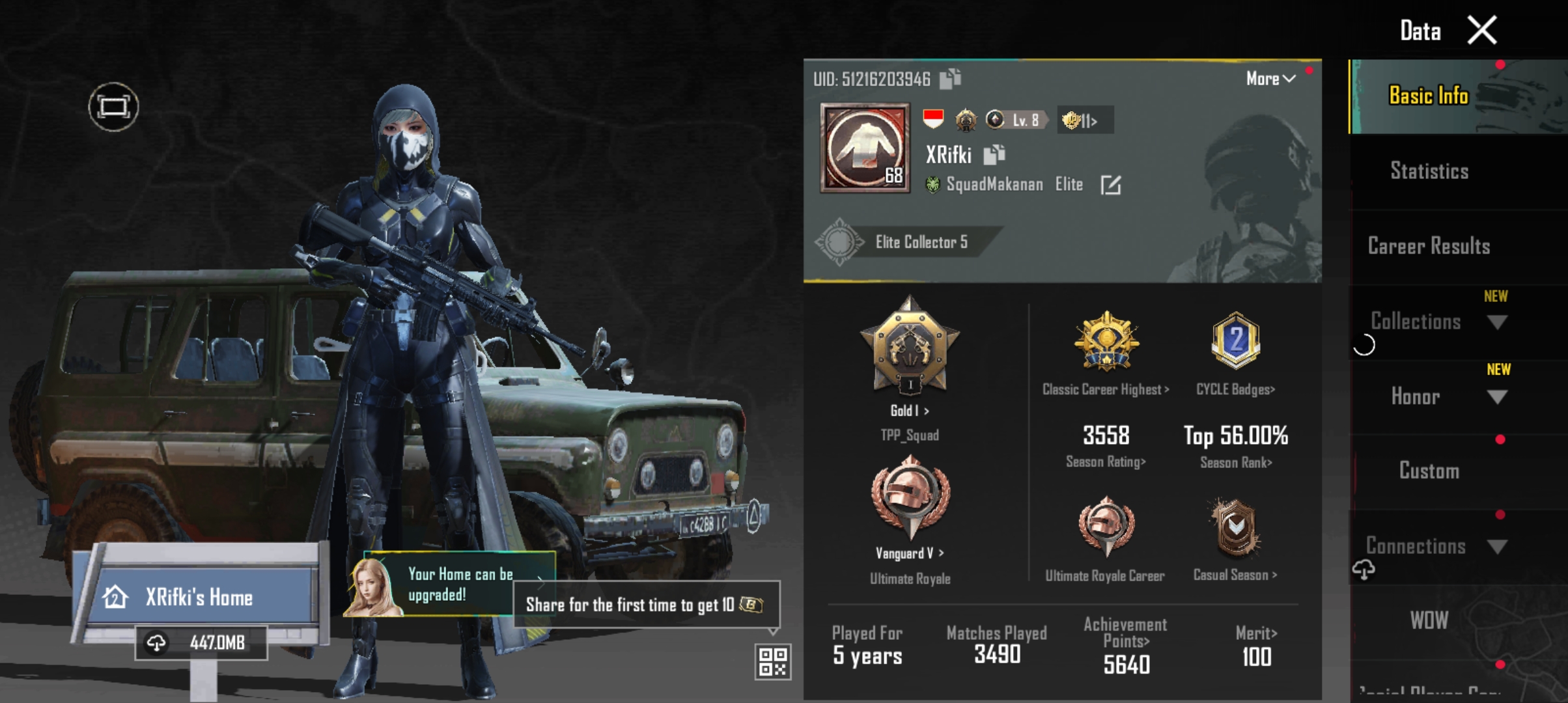 Akun pubg m4 glacier lv 5, rp on