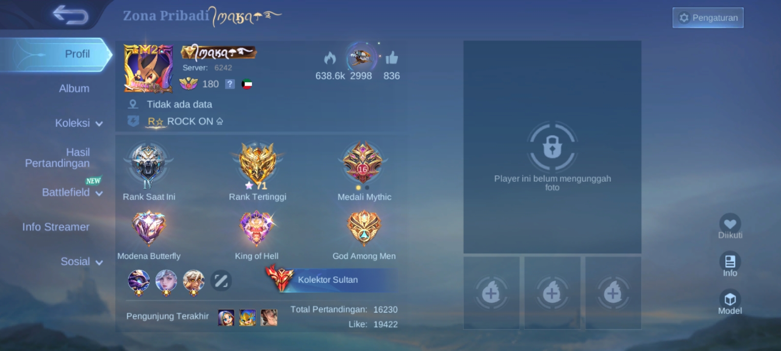 Jual akun ml kolektor sultan