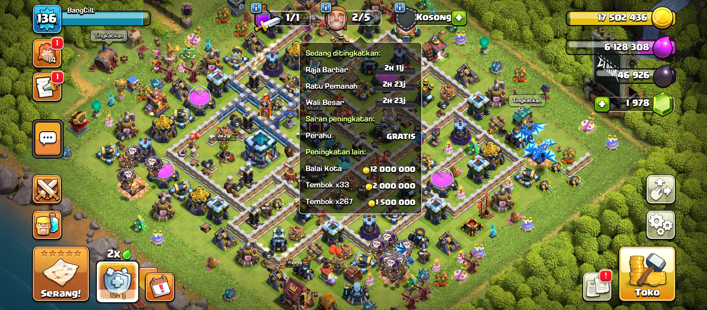 AKUN COC TH 13 SEMI MAX