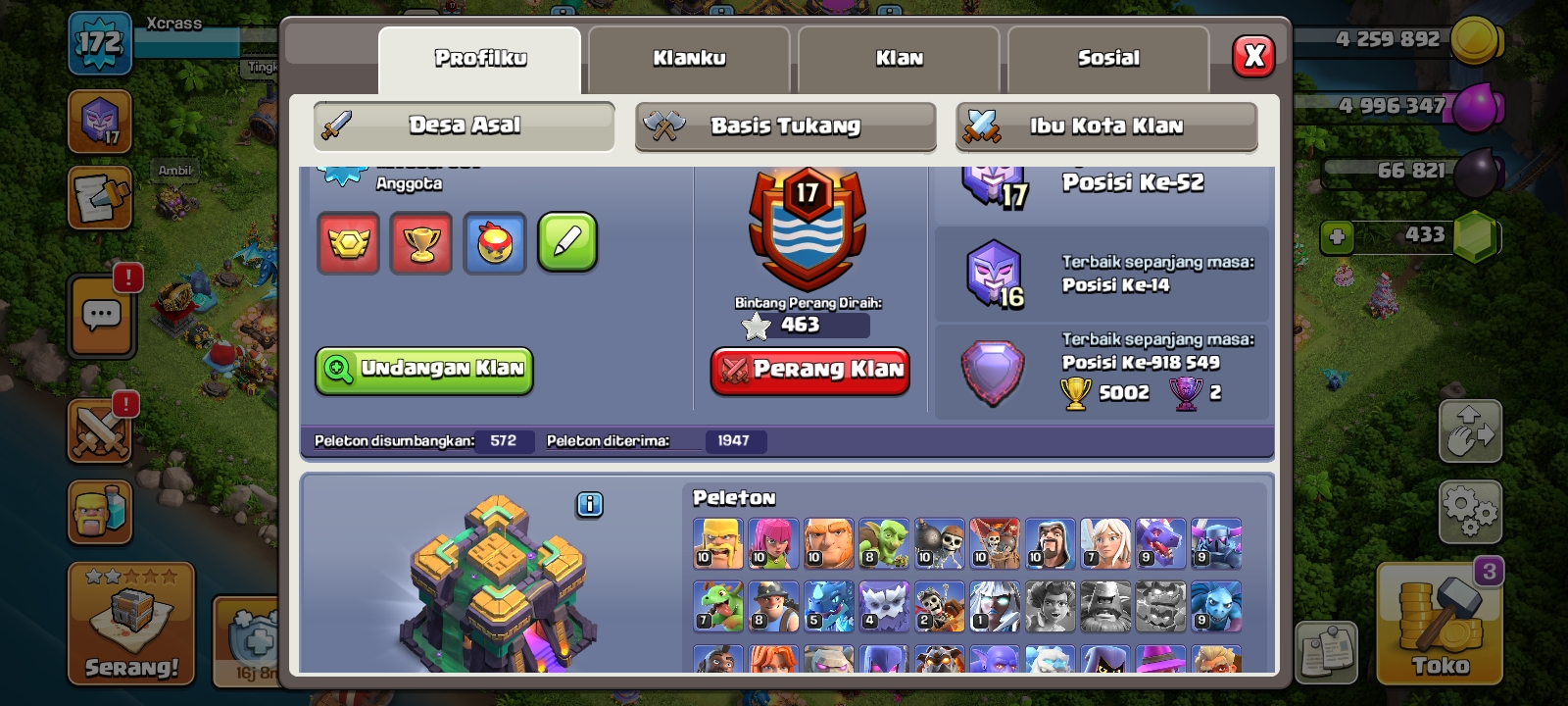Akun COC TH 14 MAX tinggal Hero