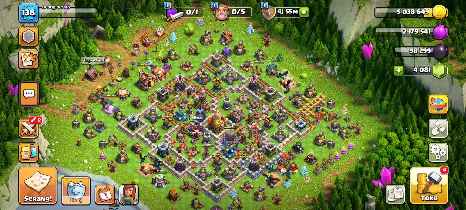 Akun COC th 16 4.000 gems,prematur seperti th 14