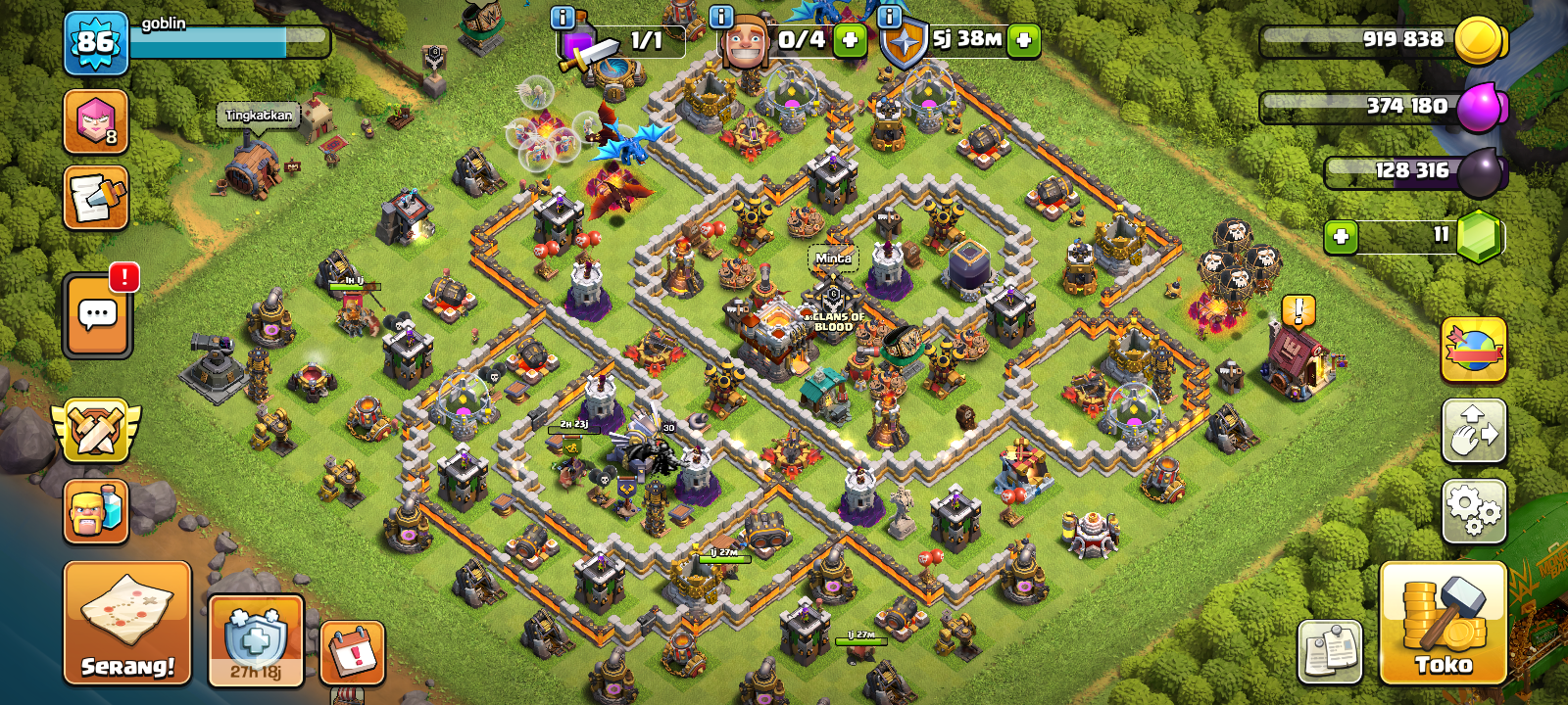 Jual akun coc th15 mentok