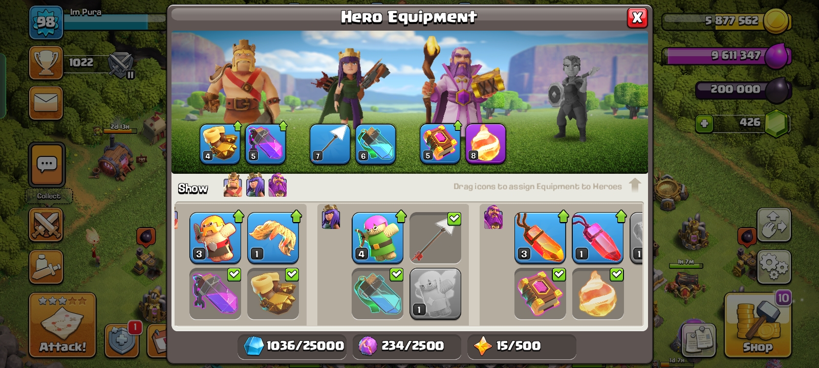 Akun Clash of Clans Th 11 SEMI MAX