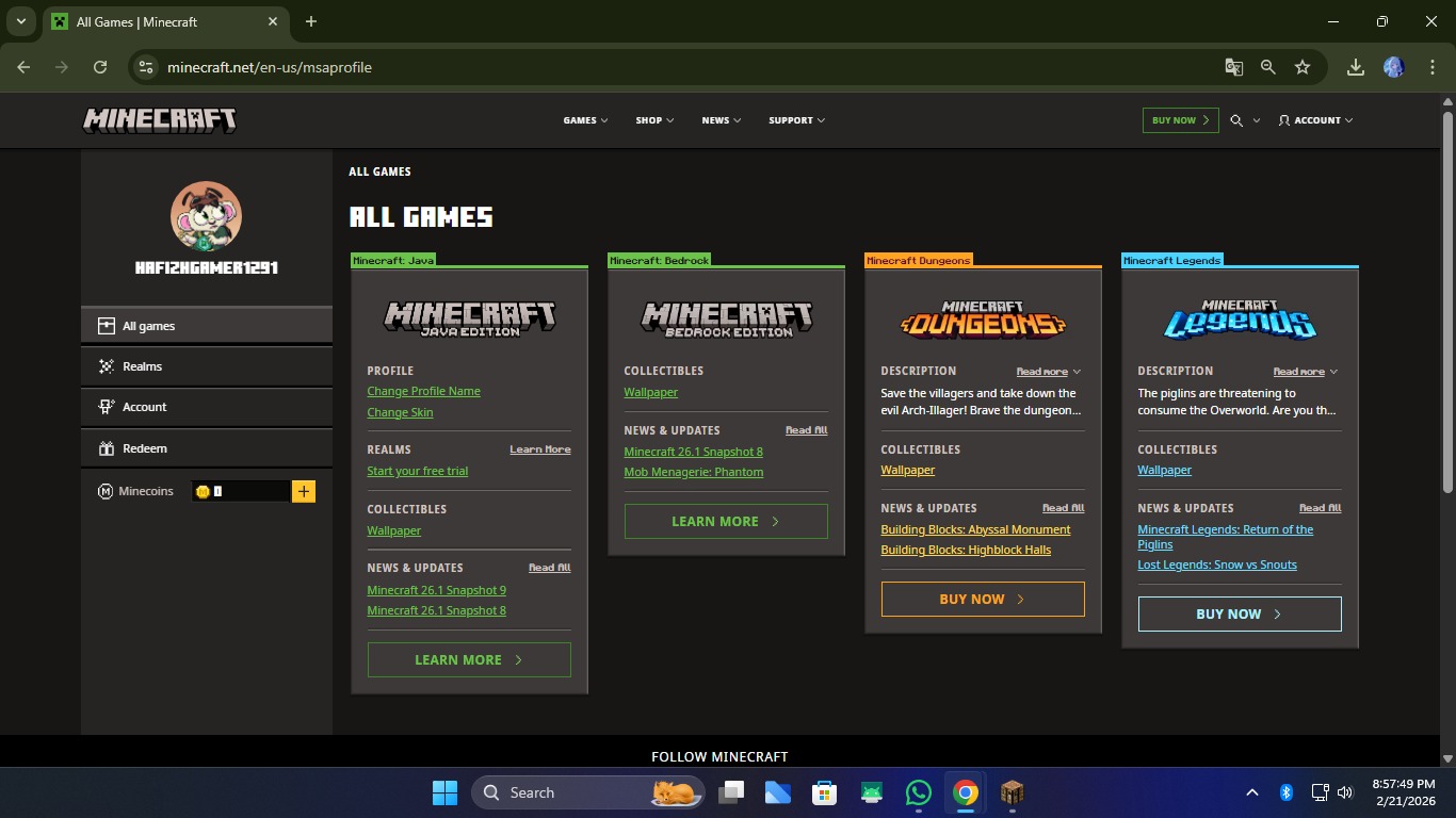 Jual Akun Microsoft Minecraft Original - Bisa Ganti Password & SecurityJual Akun Microsoft Minecraft Original - Bisa Ganti Password & Security