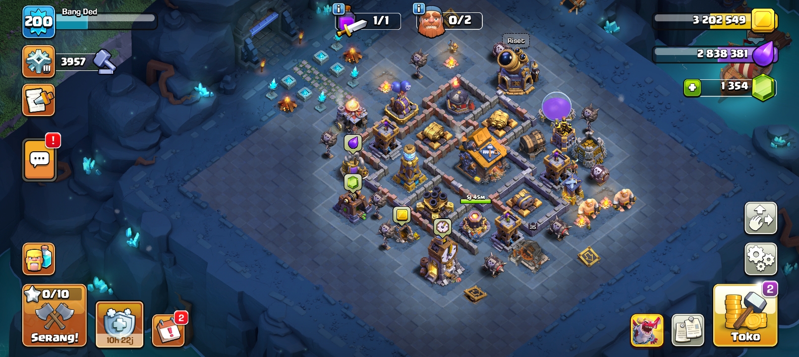 AKUN COC TH 16 FULL UPGADE, MINES TEMBOK BELUM FULL UPGRADE